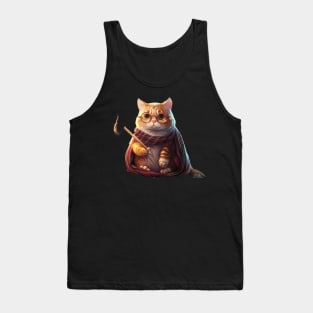 Cute Wand Wizard Cat Tank Top